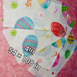 Easter Tablecloths 4 Pack 54" X 108" Colorful Easter Egg Vinyl Tablecloth